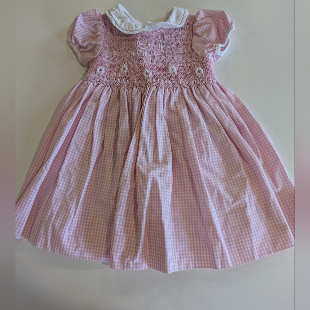 Moonbeams pink smocked gingham 12 month baby Toddler Kids Dress